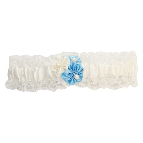 Bolonia Garter Ivory with 3 Flowers -0