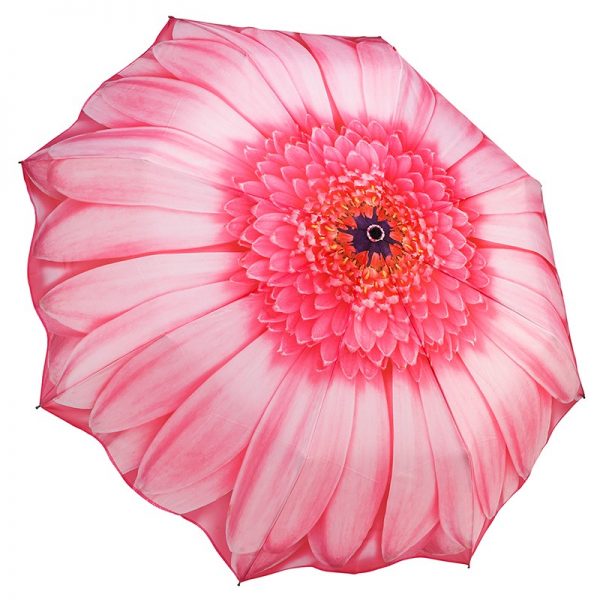 Pink Gerbera Daisy Automatic Folding Umbrella by Wishes